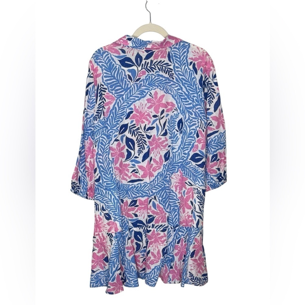 Charter Club Luxury 100% Linen Printed Ruffle Hem Mini Dress XL - Picture 4 of 9